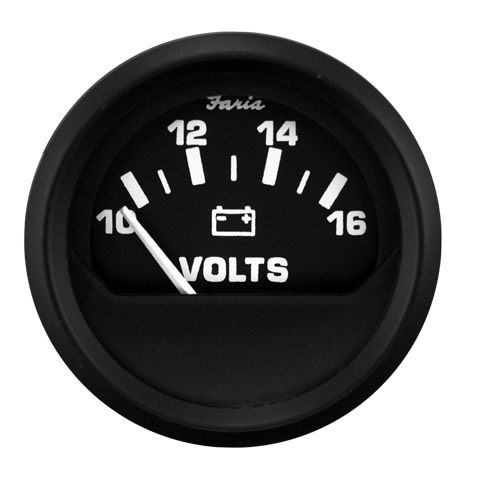 Faria Euro Voltmetre 10-16V - Siyah